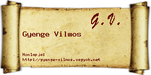 Gyenge Vilmos névjegykártya